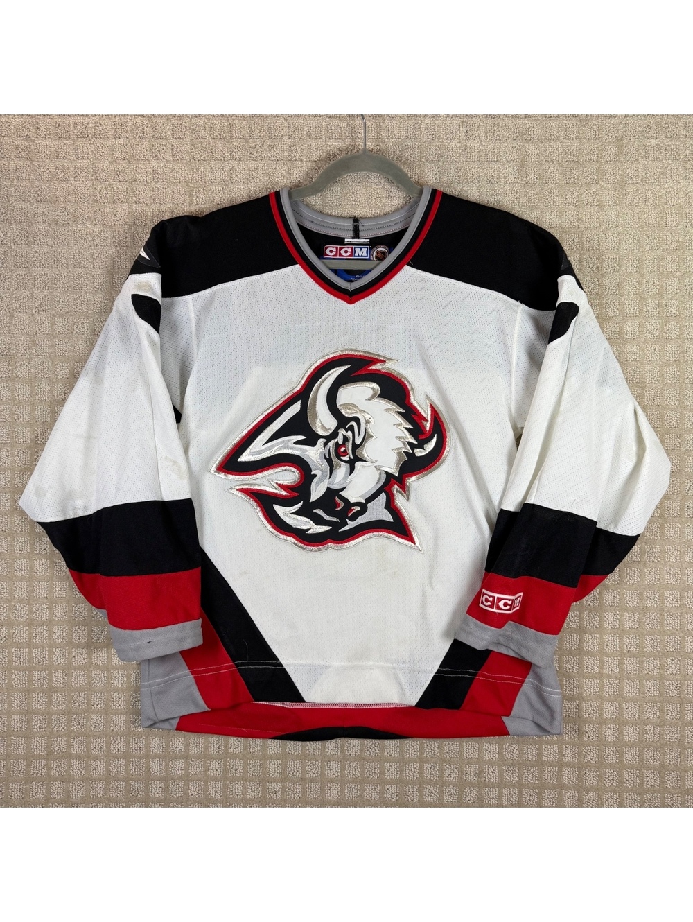 Vintage CCM Buffalo Sabres Goathead Signed Jersey Size S